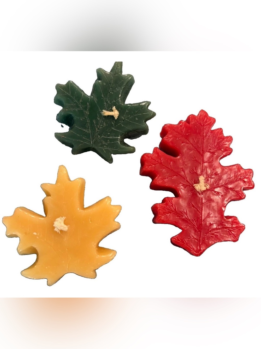 Vintage Muni Mumm Atelier Fall Leaf Candles – Set of 3 Autumn Maple & Oak leaves